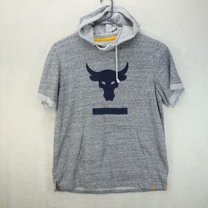 UNDER ARMOUR Men's Project Rock Terry Short Sleeve Hoodie 1345818 Size XL Gray